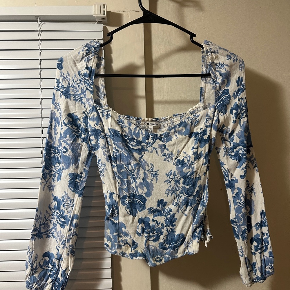 Reformation Blue and White Women's Top